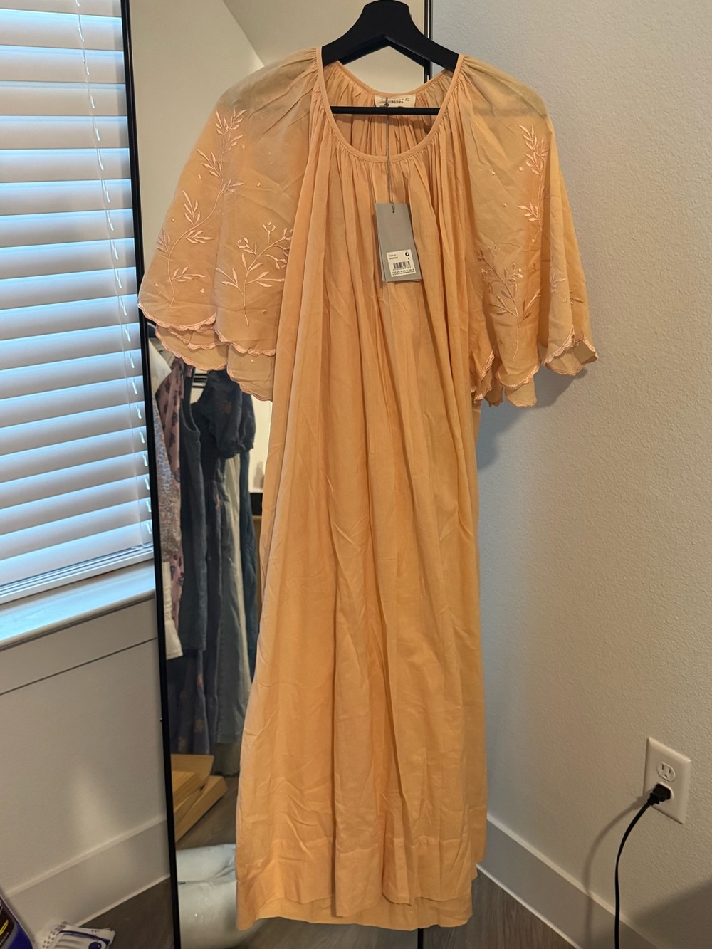 Tigerlily Peach Embroidered Maxi Dress